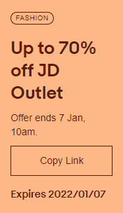 Up to 70% of JD Ooutlet Offer ends 07/01/2021